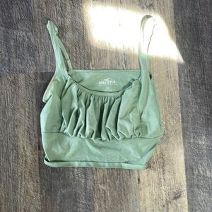 green hollister tank with ruched bust